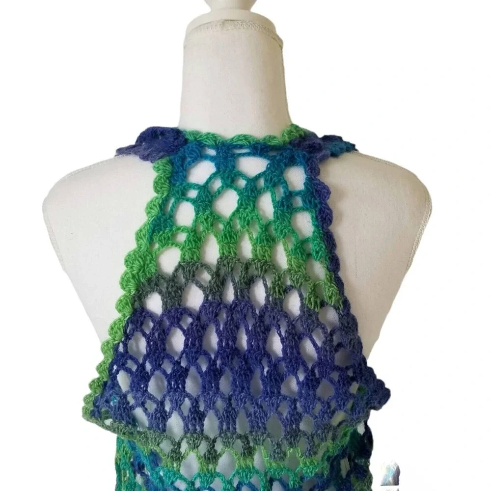 Handmade crochet bikini cover up dress - Size M